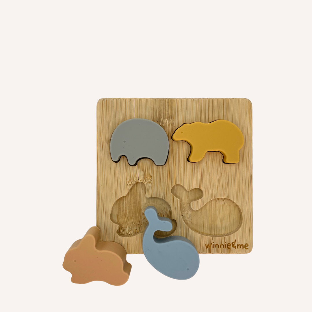 Animal Puzzle (Silicone Animals, Wood Base)