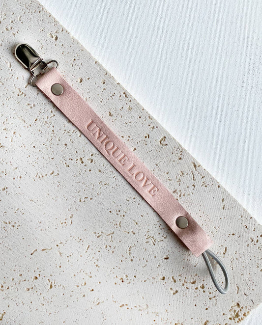 Soother strap leather - rose