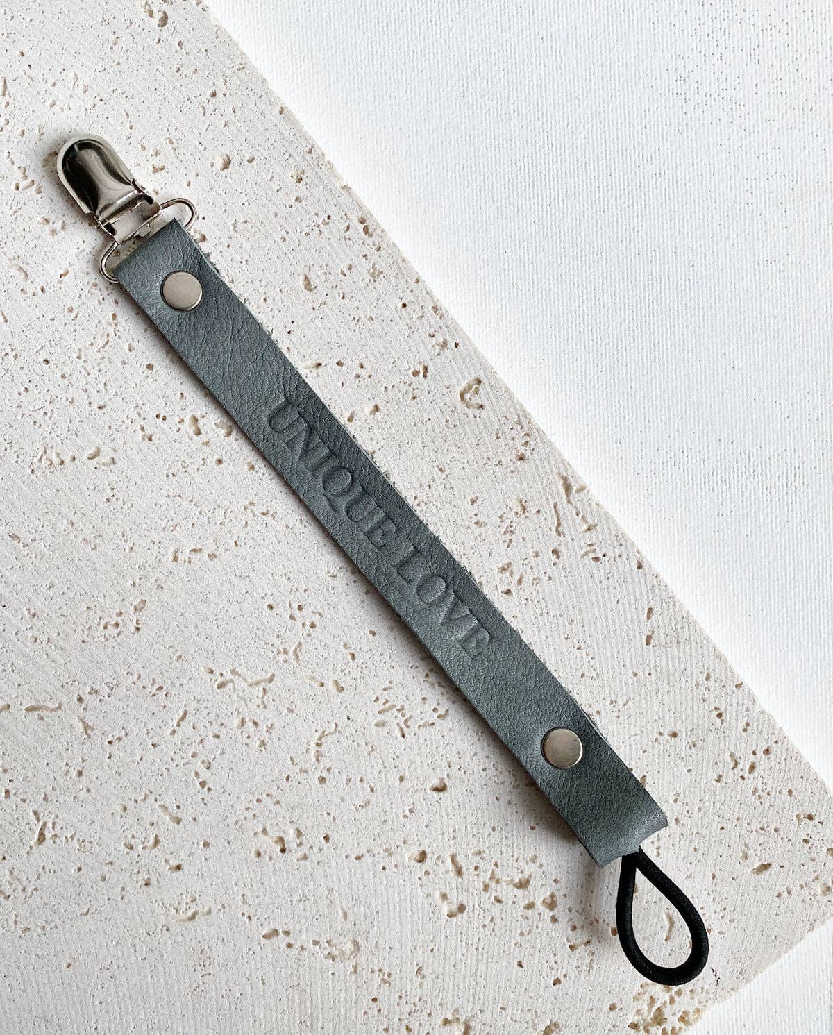 Soother strap leather - otifant grey