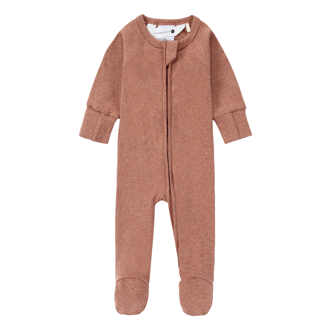 ORGANIC ZIP GROWSUIT L/S P. CLAY SPECKLED