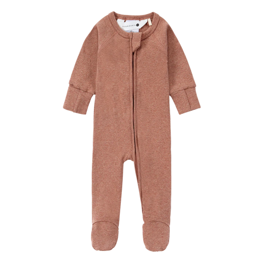 ORGANIC ZIP GROWSUIT L/S P. CLAY SPECKLED